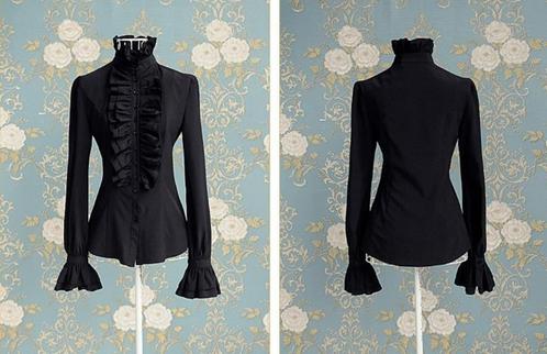 Zwarte victoriaanse dames blouse (gothic middeleeuws shirt), Kleding | Dames, Carnavalskleding en Feestkleding, Nieuw, Kleding
