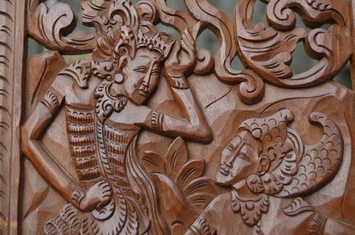 Gestoken/gesneden Balinees paneel mog. jaren '60, Antiek en Kunst, Kunst | Beelden en Houtsnijwerken, Ophalen of Verzenden