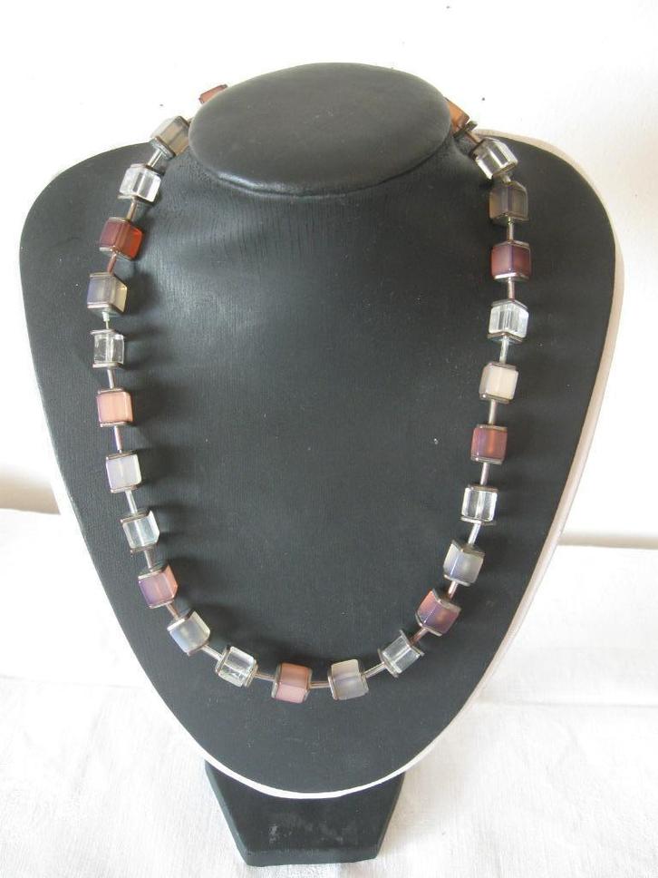 BEHAVE design ketting cubes vierkante kralen bijzonder, Sieraden, Tassen en Uiterlijk, Kettingen, Zo goed als nieuw, Overige materialen