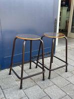 2x stoere vintage kruk, bijzettafeltje, Antiek en Kunst, Ophalen