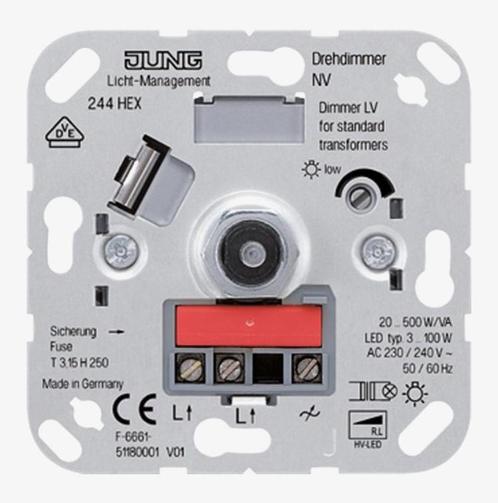 Jung Draaidimmer voor led en conventioneel - 244HEX, Doe-het-zelf en Verbouw, Elektra en Kabels, Nieuw, Schakelaar, Ophalen of Verzenden