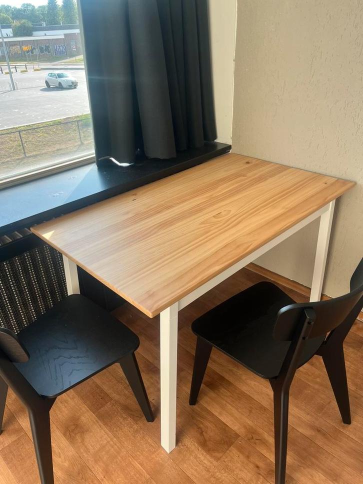 Tafel IKEA lichtbruin/wit 125x75 cm, Huis en Inrichting, Tafels | Eettafels, Zo goed als nieuw, 100 tot 150 cm, 50 tot 100 cm