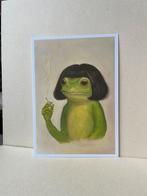 Kunstprint Kikker met Pruik - 15x21 cm, Verzenden