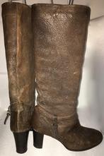 HUGO BOSS bruine leren, bontgevoerde stoere laarzen maat 37, Hoge laarzen, Bruin, Ophalen of Verzenden, Zo goed als nieuw