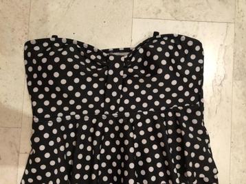 V) kk46 strapless badhemdje zwart met witte stippen maat m  beschikbaar voor biedingen