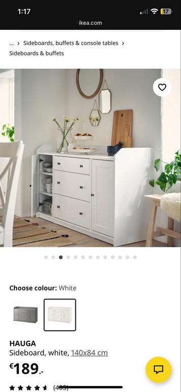 IKEA Hauga Buffetkast Wit 140cm beschikbaar voor biedingen