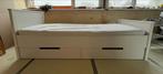 Bed 1 persoon van Woood met lades, Ophalen, 90 cm, Eenpersoons, Wit
