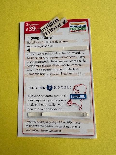 3-gangendiner 2 personen €39,00, Tickets en Kaartjes, Kortingen en Cadeaubonnen, Twee personen, Overige typen, Kortingsbon