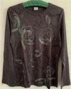 Grijze, grijs-blauwe top lange mouw; L; M&S; kraaltjes rozen, Maat 42/44 (L), Ophalen of Verzenden, Zo goed als nieuw, Lange mouw