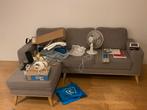 Grijze hoekbank met chaise longue, Ophalen, 250 tot 300 cm, Gebruikt, Hoekbank