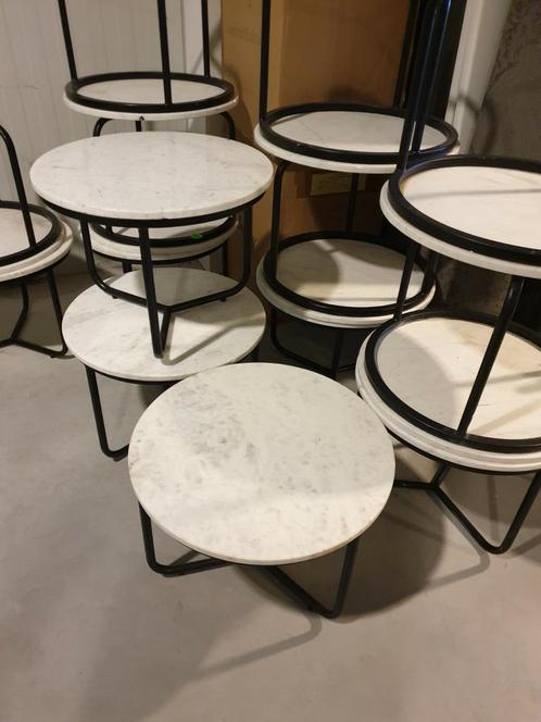 Marmer bijzettafeltje 40 cm doorsnee 50 cm hoog, Huis en Inrichting, Tafels | Bijzettafels, Nieuw, Rond, 45 tot 60 cm, Minder dan 55 cm