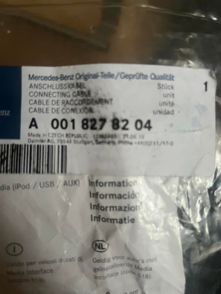 Mercedes Media Interface Kabel iPod/USB/AUX - A0018278204, Ophalen of Verzenden, Nieuw, Mercedes-Benz