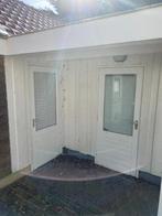 Meranti deur met enkelglas, stenen onderdorpel. 2 Stuks., Doe-het-zelf en Verbouw, 80 tot 100 cm, Gebruikt, Glas, Buitendeur