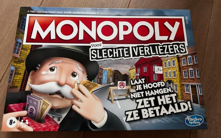 Monopoly Slechte Verliezers - In Topstaat!, Hobby en Vrije tijd, Gezelschapsspellen | Bordspellen, Zo goed als nieuw, Een of twee spelers