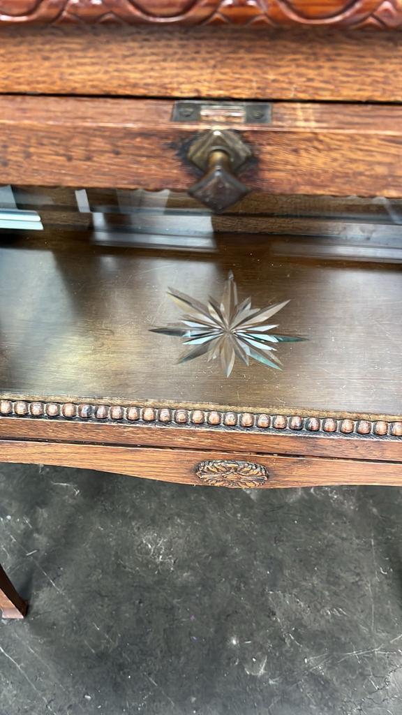 Antiek houten thee kastje met glazen deur, Antiek en Kunst, Antiek | Meubels | Tafels, Ophalen