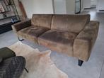 Groene alcantara leren bank stoel en hocker, Huis en Inrichting, Banken | Bankstellen, Ophalen, Gebruikt, Tweepersoons, Rechte bank