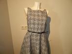 Max Mara prachtige jurk zwart wit in apart ruiten printje D3, Kleding | Dames, Verzenden, Wit, Max Mara, Knielengte