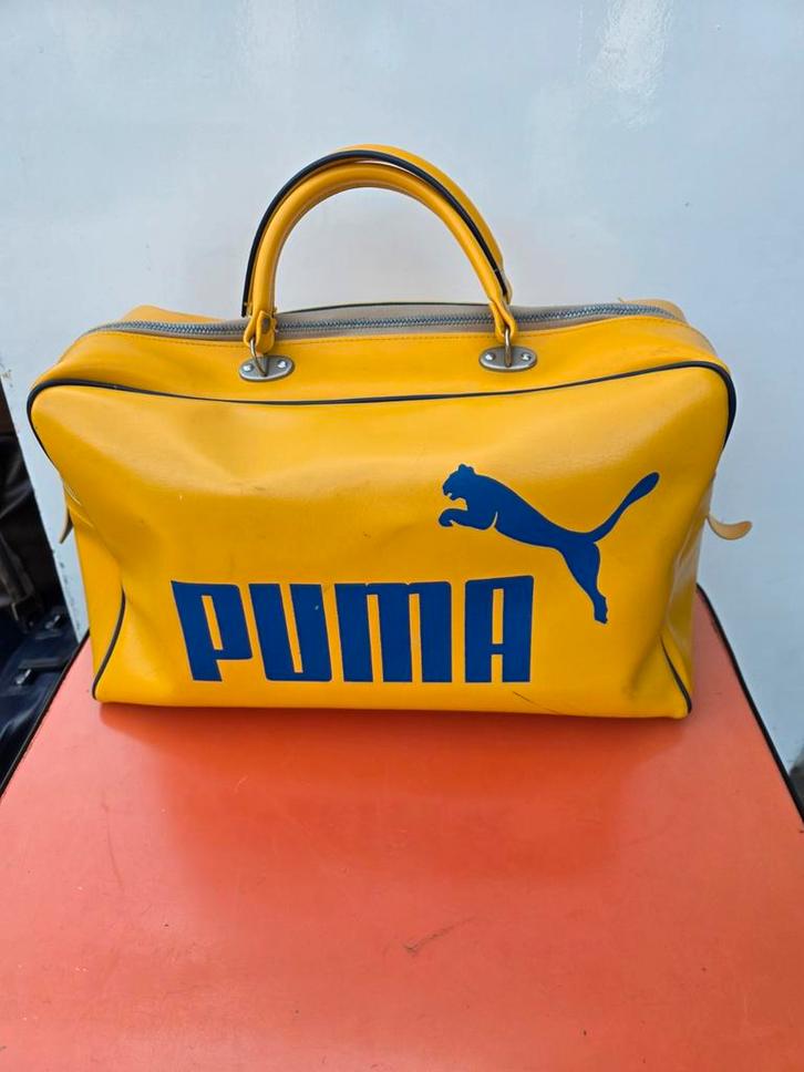 Vintage Sporttas Geel Blauw Jaren 60/70, Sieraden, Tassen en Uiterlijk, Tassen | Damestassen, Zo goed als nieuw, Overige typen