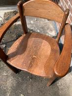 4 fijnzittende eikenhouten eettafelstoelen met armleuning, Ophalen, Gebruikt, Bruin