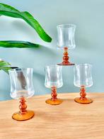 4 okergele Franse borrelglazen wijnglazen, Ophalen of Verzenden, Gebruikt