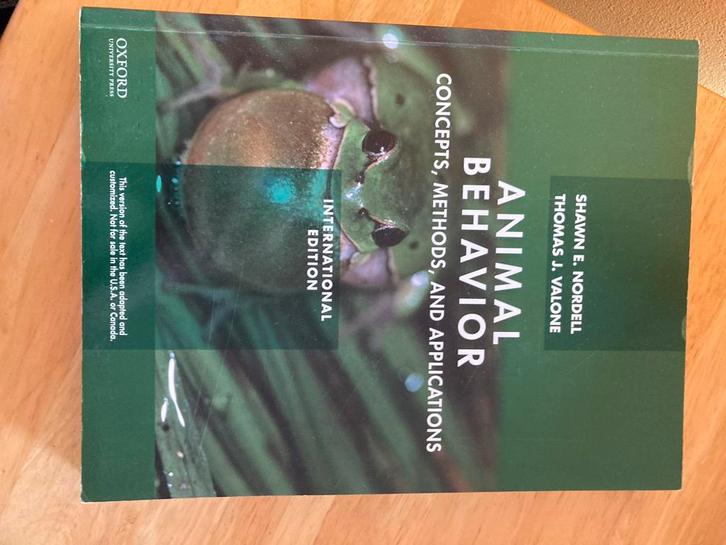 Animal behavior nordell en valone, Boeken, Studieboeken en Cursussen, Zo goed als nieuw, WO, Beta, Ophalen of Verzenden