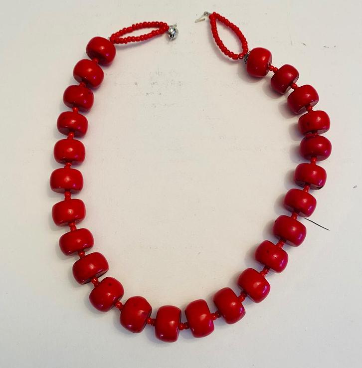 Bamboe koraal ketting, Sieraden, Tassen en Uiterlijk, Kettingen, Zo goed als nieuw, Steen of Mineraal, Rood, Ophalen of Verzenden