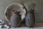 Oude houten Himachal pot Nepalese kruik met/zonder deksel, Ophalen, Overige materialen, Gebruikt, Overige kleuren