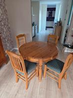 Houten Eettafel met 4 Stoelen diameter 110 hoogte76, Huis en Inrichting, Tafels | Eettafels, Gebruikt, 100 tot 150 cm, Rond, Ophalen of Verzenden