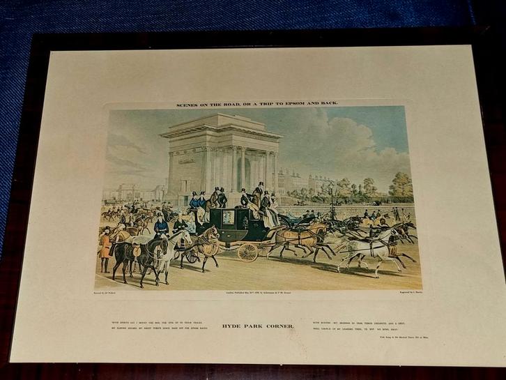 A Trip to Epsom and Back kleuren gravure 19e eeuw, Antiek en Kunst, Kunst | Etsen en Gravures, Ophalen