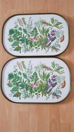 Twee dienbladen met kruidenprint, Ophalen of Verzenden, Zo goed als nieuw, Ovaal, Kunststof