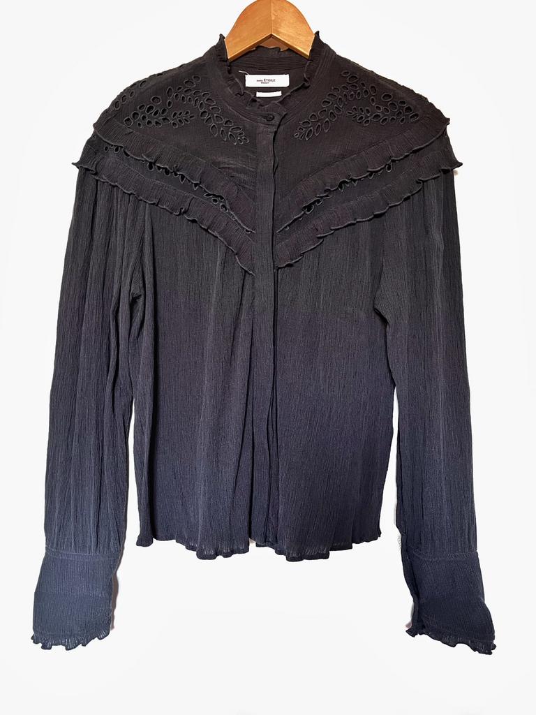 Isabel Marant Etoile Izae broderie anglaise blouse (NIEUW!), Verzenden, Nieuw, Maat 38/40 (M), Zwart
