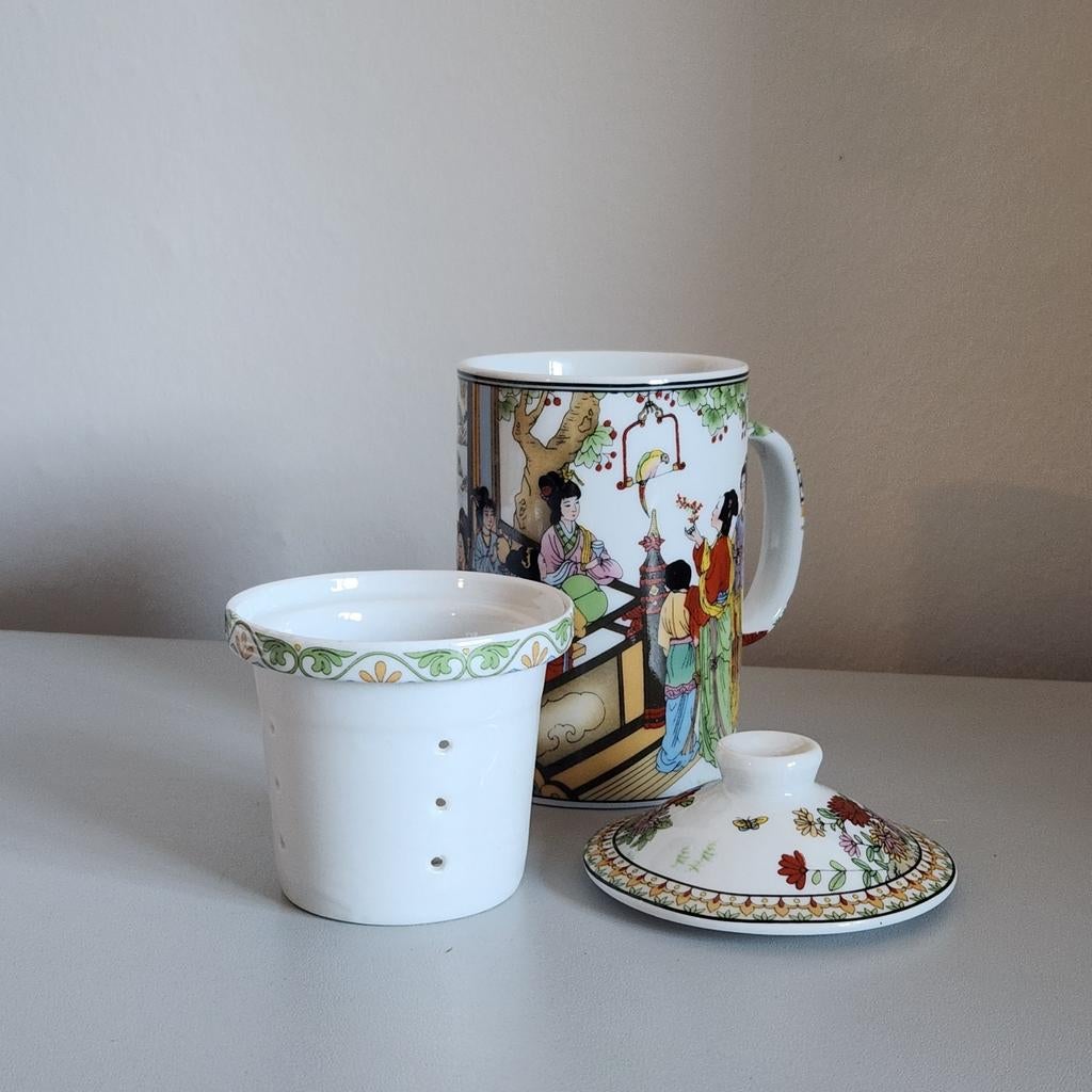 Chinees theekopje met zeef en deksel, 15cm, Ophalen of Verzenden