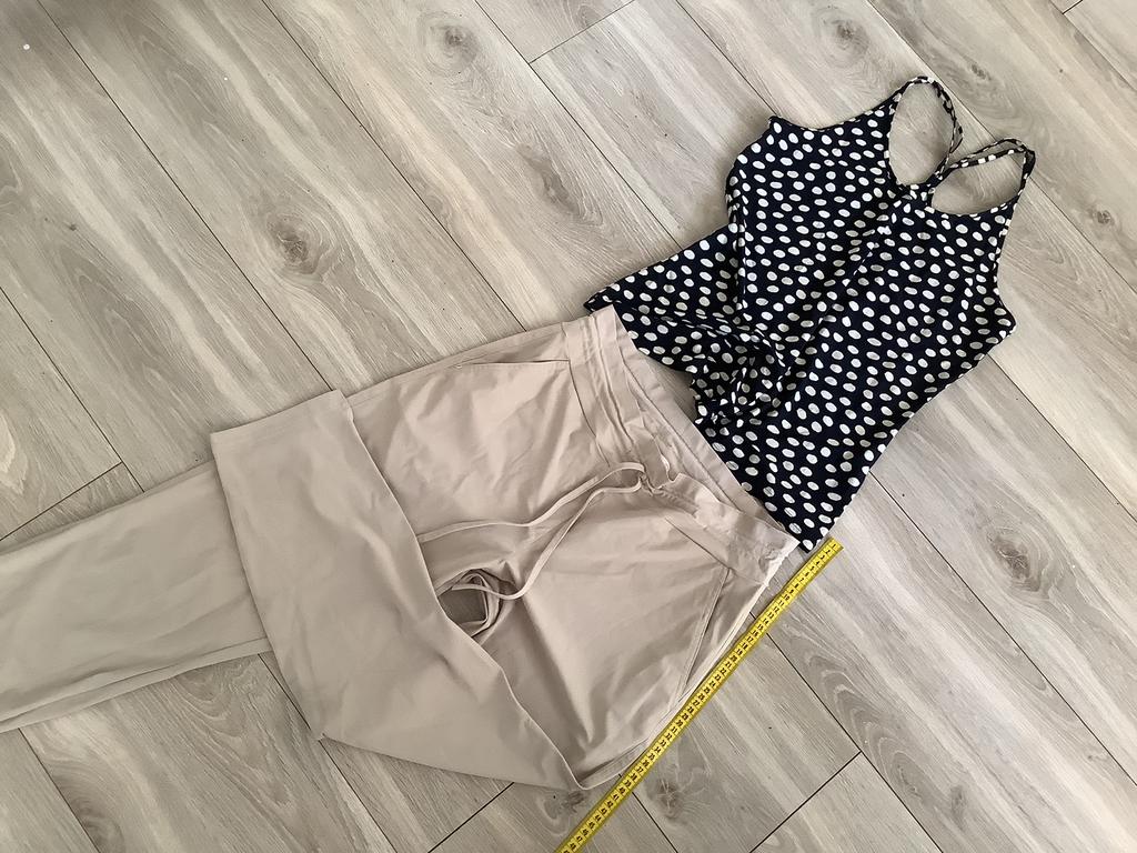 Studio Anneloes travelstof broek L met top net een jumpsuit, Beige, Maat 42/44 (L), Ophalen of Verzenden, Zo goed als nieuw
