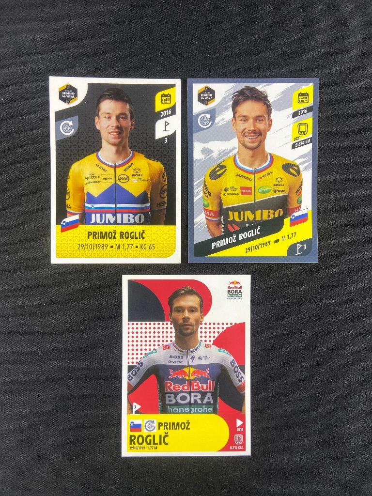 3x Primoz Roglic Panini Tour de France Stickers 2021-2025, Verzenden, Zo goed als nieuw, Overige sporten, Poster, Plaatje of Sticker