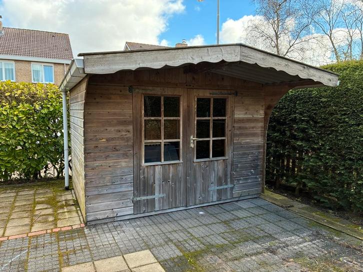 Houten tuinhuis/blokhut 200x300cm, Tuin en Terras, Tuinhuizen, Gebruikt, Tuinhuis, Hout, 250 tot 500 cm, 200 tot 400 cm, 2 ramen