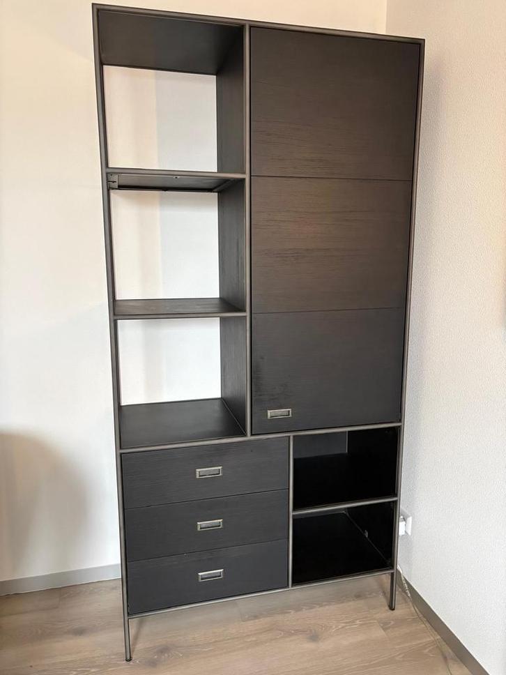 Moderne zwarte wandkast De Bommel - 200x100x45 cm, Huis en Inrichting, Kasten | Wandmeubels, Zo goed als nieuw, 200 cm of meer