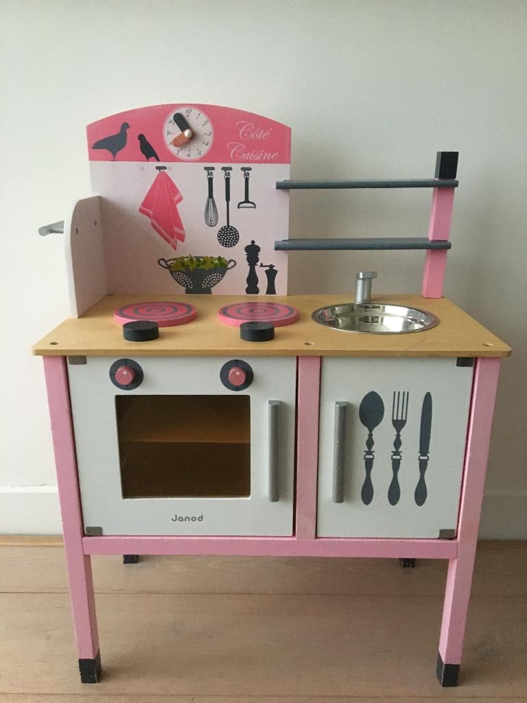 Beeloom - Foodie Truck Portable Children's Kitchen Made of Wood with Accessories, Children's Kitchen, Play Kitchen, Exclusive Design, Pink and Green, from 3 Years
