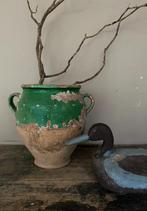 Zekdzame antiek franse confit met groen glazuur, Ophalen of Verzenden