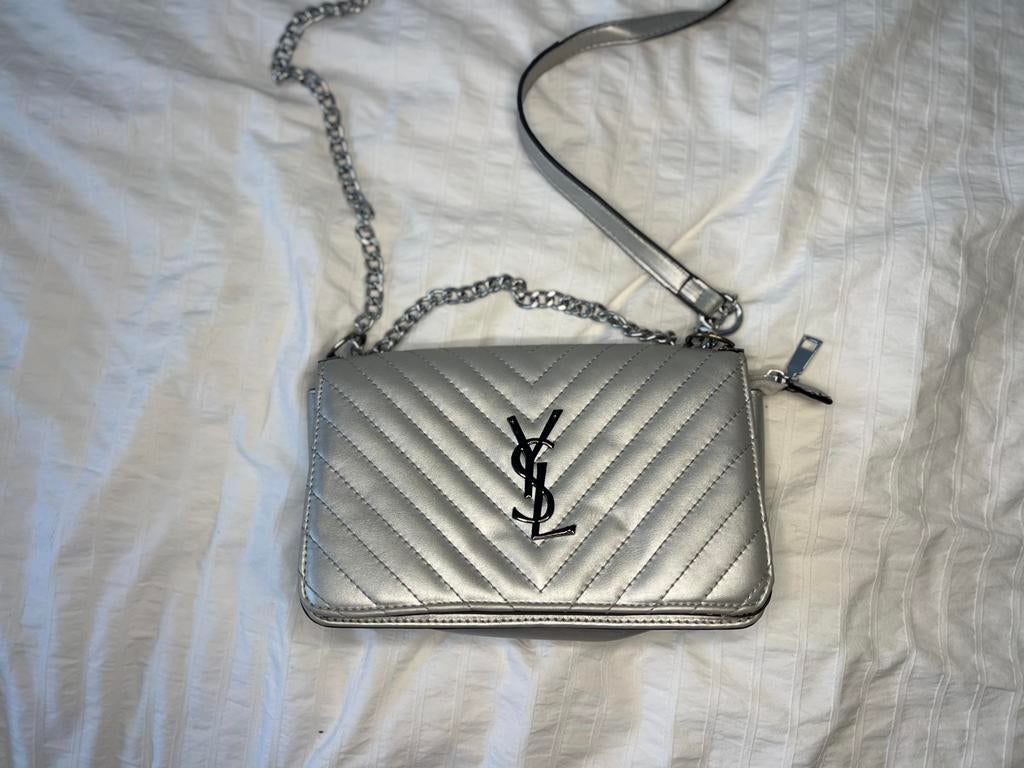 Saint laurent Dames tas, Ophalen of Verzenden, Gebruikt, Grijs, Handtas