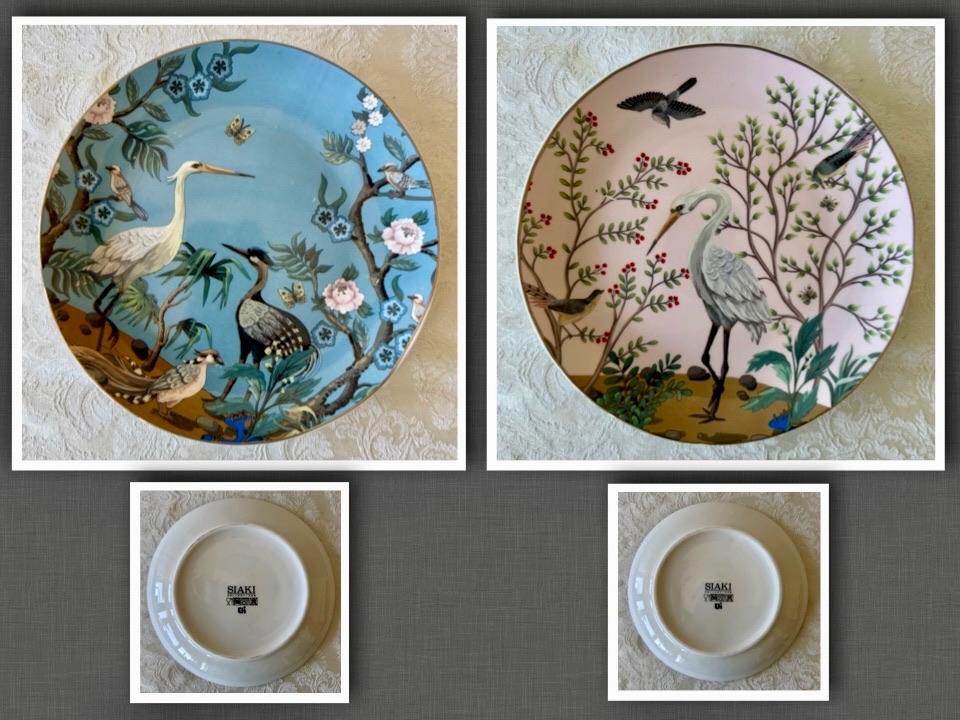 Decoratieve Siaki Collection borden met kraanvogels, Antiek en Kunst, Ophalen of Verzenden