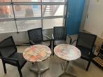 Set van 4 zwarte rotan stoelen met 2 tafels, Gebruikt, Zwart, Riet of Rotan, Ophalen of Verzenden