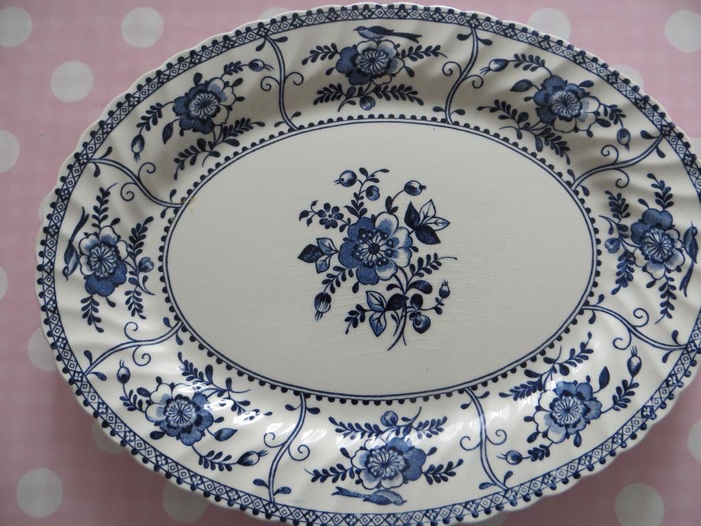 johnson brothers/blue Indies/servies/blauw/serveer schaal, Ophalen of Verzenden, Overige stijlen, Aardewerk, Schaal of Schalen
