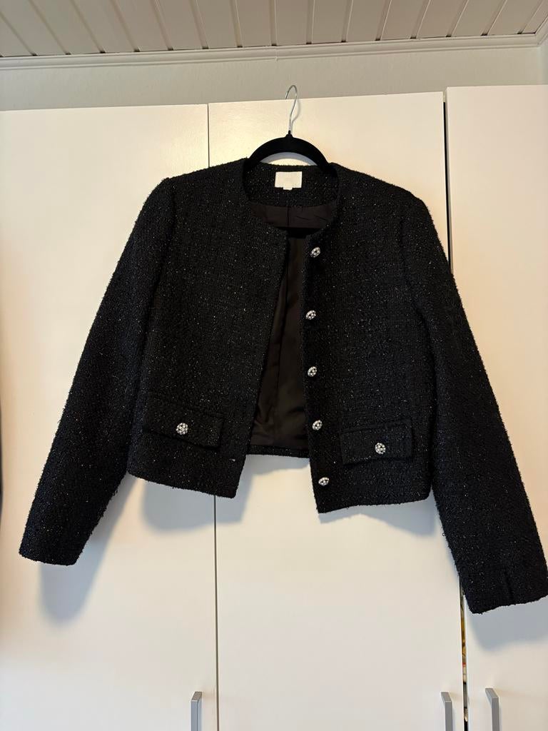 Chique zwart tweed jasje met knopen, Zwart, Ophalen of Verzenden, Zo goed als nieuw, Jasje