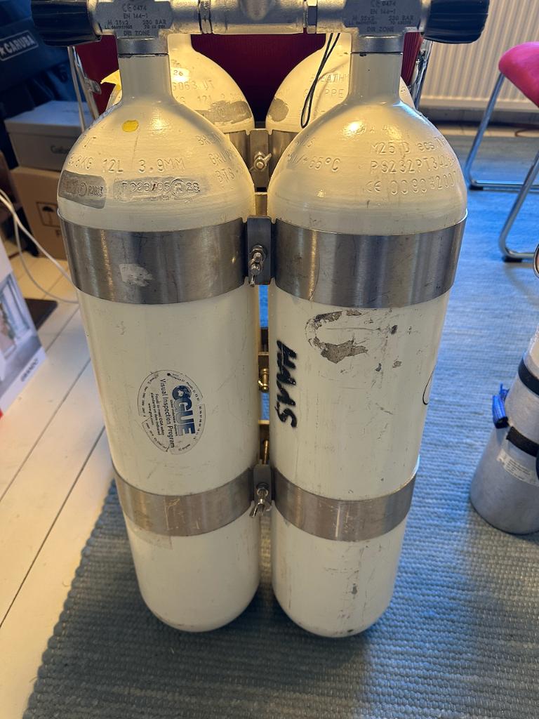 Technische duikset Dubbel 12 DIR, Ophalen, Gebruikt, Duikfles