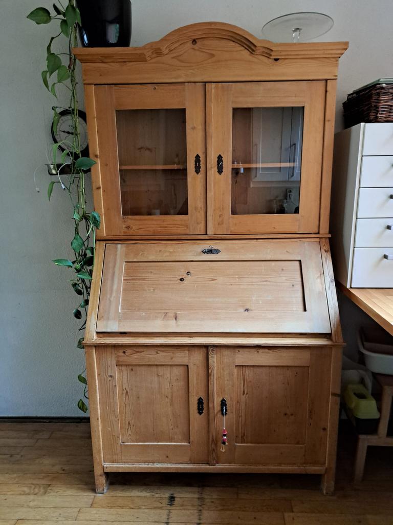 Grenen Secretaire met Bovenkast - Veel Opbergruimte, Ophalen, Gebruikt