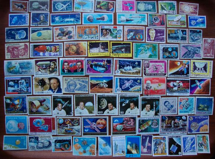 - 398 - 80 Ruimtevaart zegels. U krijgt wat U ziet., Postzegels en Munten, Postzegels | Thematische zegels, Gestempeld, Overige thema's