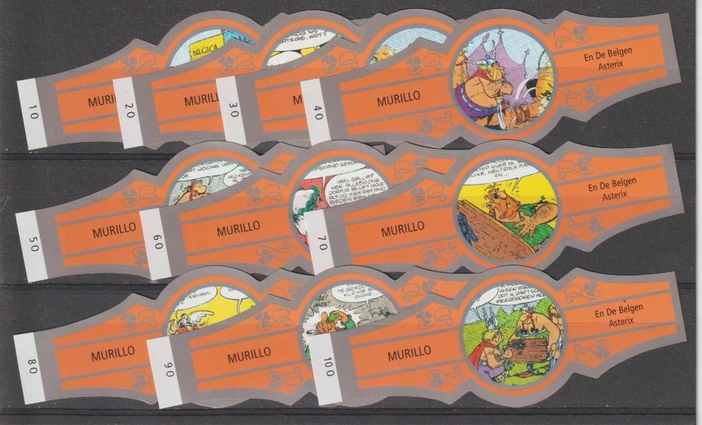 reeks  1299   asterix   1-10 sigarenbanden, Ophalen of Verzenden, Zo goed als nieuw, Sigarenbandjes
