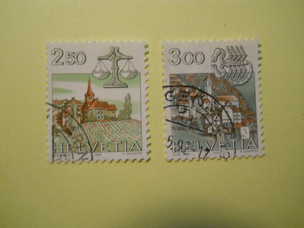Zwitserland 1985 Tierkreiszeichen Mi.1288-1289 gestempeld, Postzegels en Munten, Postzegels | Europa | Zwitserland, Gestempeld