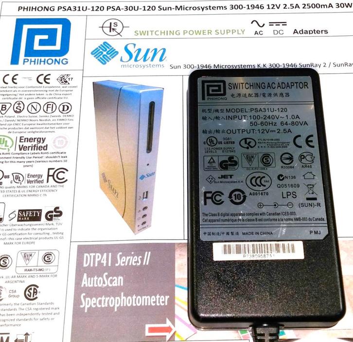 Phihong PSA31U-120 PSA-30U-120 12V 2.5A 30W Adapter Oplader, Audio, Tv en Foto, Opladers, Zo goed als nieuw, Ophalen of Verzenden