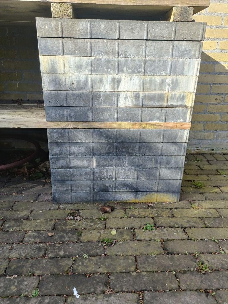 Antraciet 60x60 tuintegels 22m², Tuin en Terras, Tegels en Klinkers, Ophalen, Gebruikt, 10 m² of meer, Beton